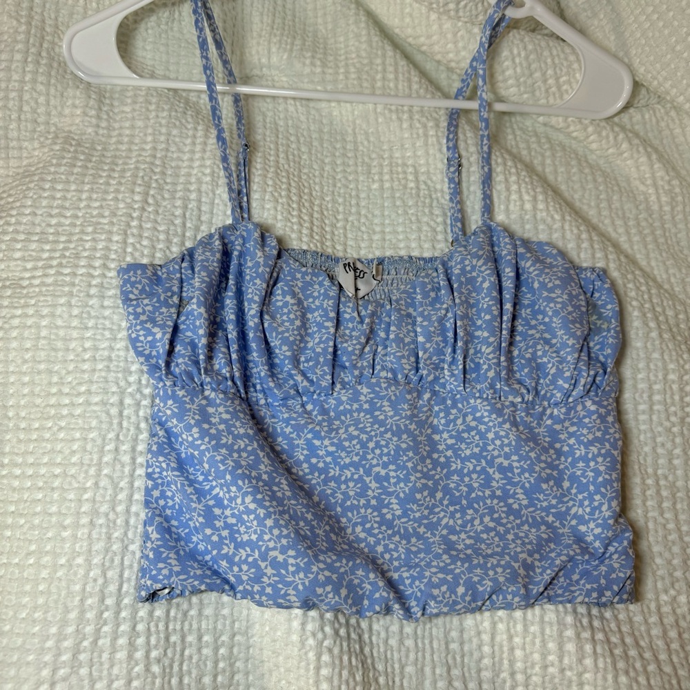 Blue Floral Spaghetti Strap Top